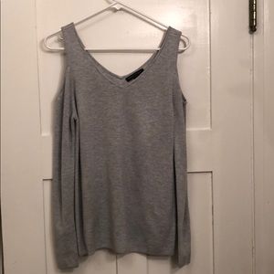 Light gray cold shoulder sweater